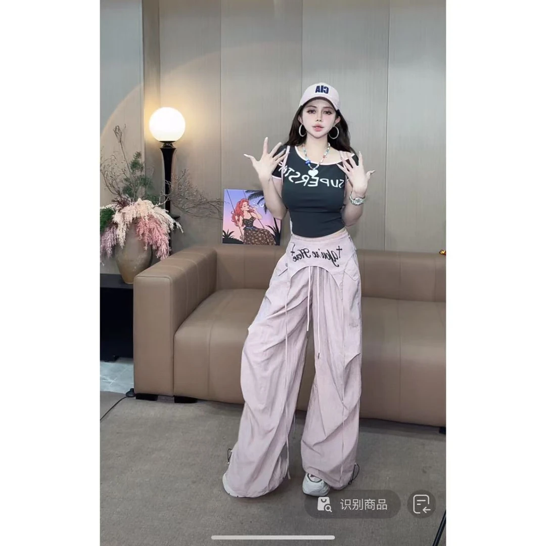 DACPAN-“海岛邮差”刺绣字母两件工装裤裤脚可收2025/盼·PP 7057