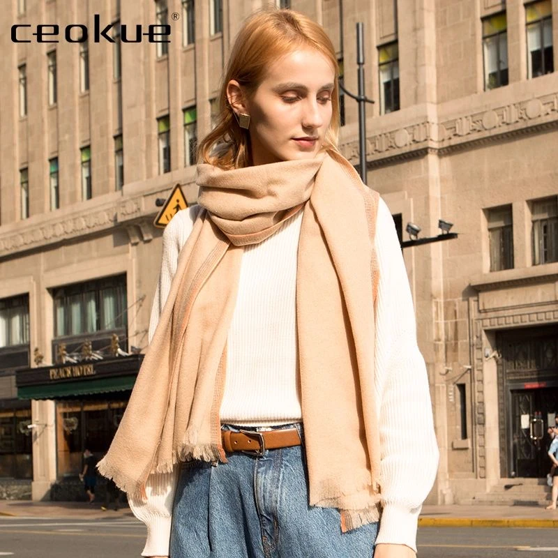 ceokue围巾女士冬季羊毛韩版百搭加厚围脖春秋季薄款披肩高档礼盒