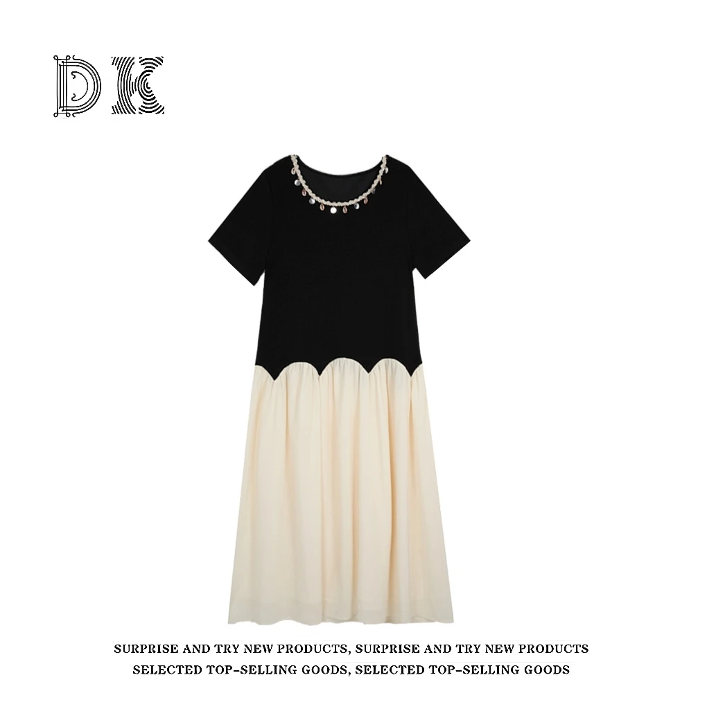 『人鱼之歌』夏季新款2025年手工拼接设计感显瘦连衣裙【DK】