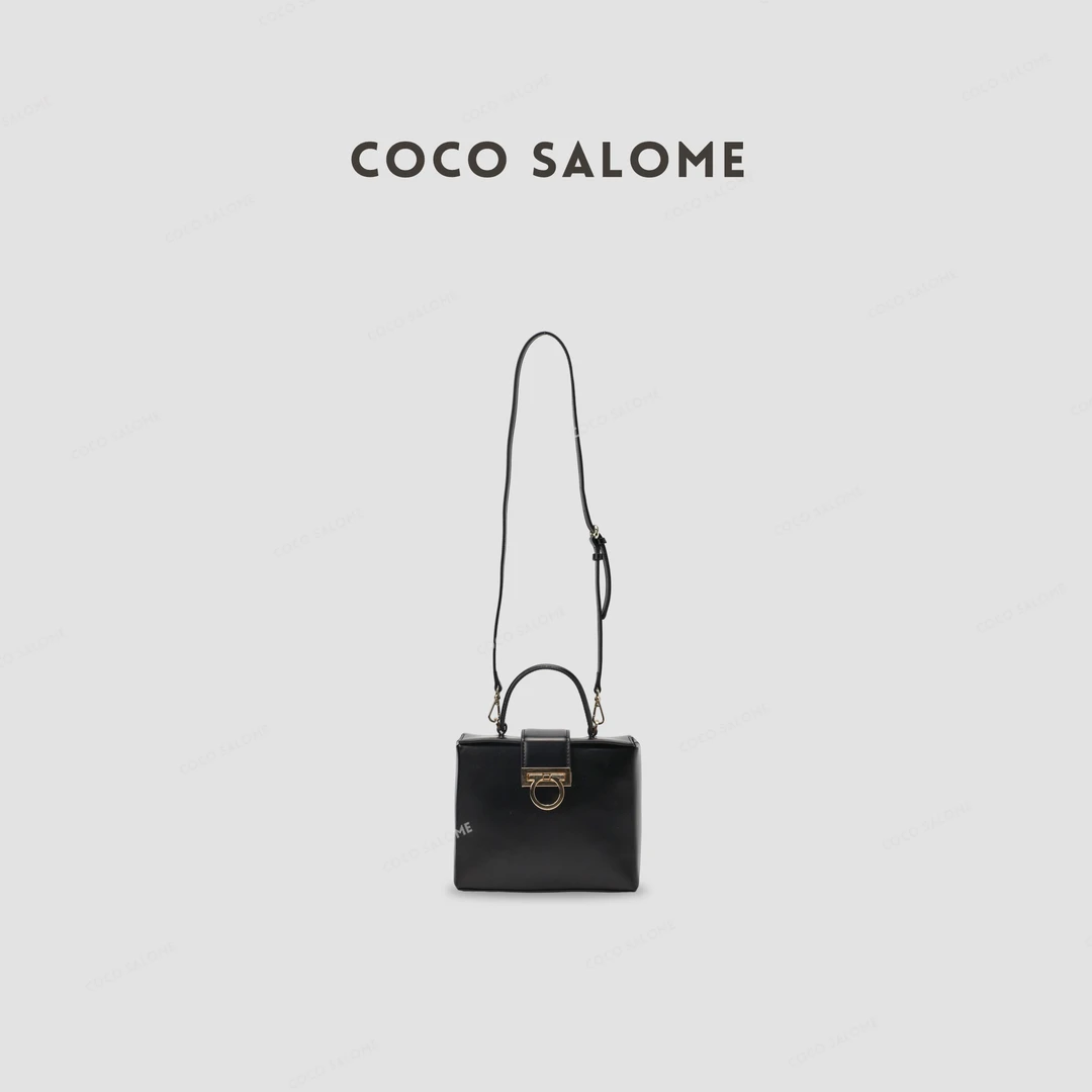 COCO SALOME⒂【马蹄包】开边珠牛皮亮面精致可斜跨手提包20*15*8