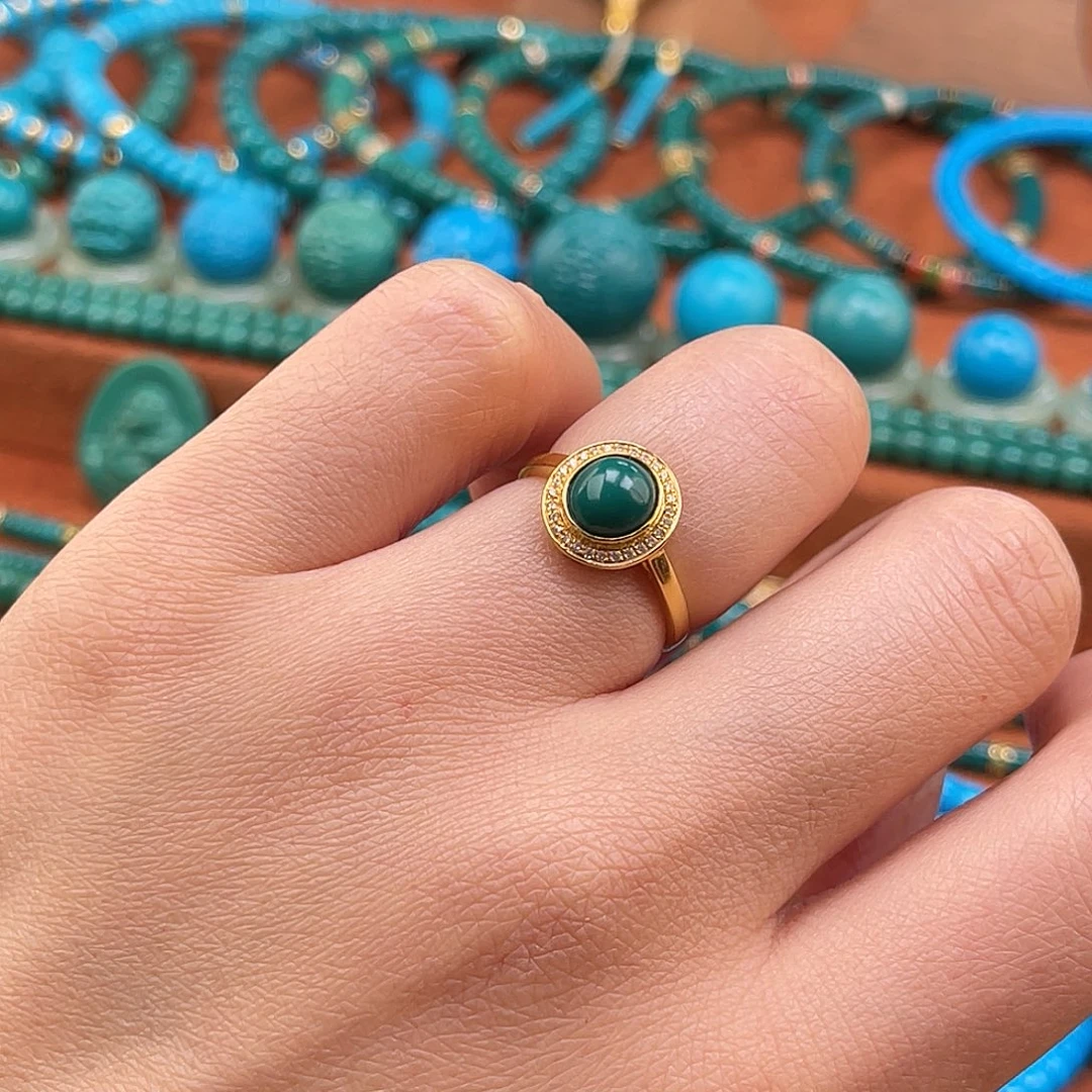 绿松石18K金镶嵌珠宝奇石