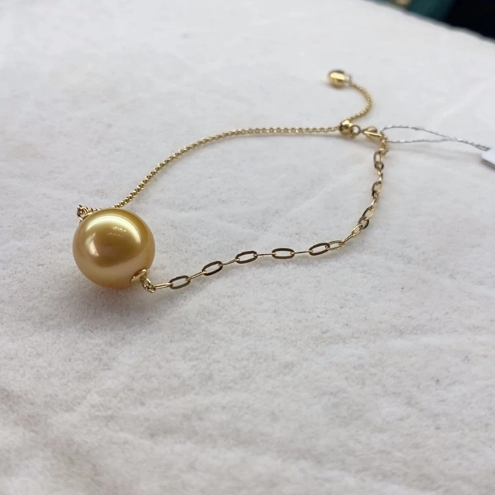 18K金镶嵌海水珍珠手链