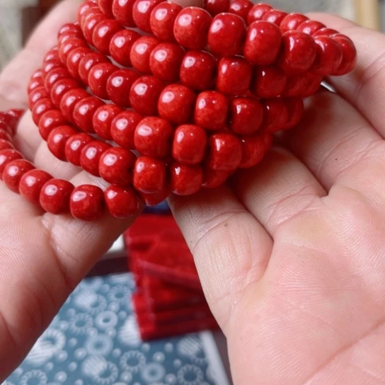 三姑庙卡0.8手串红色丁