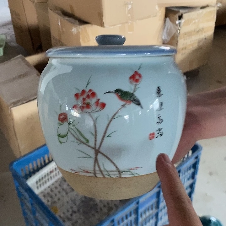 瓷片陶瓷茶叶罐密封罐家用摆件