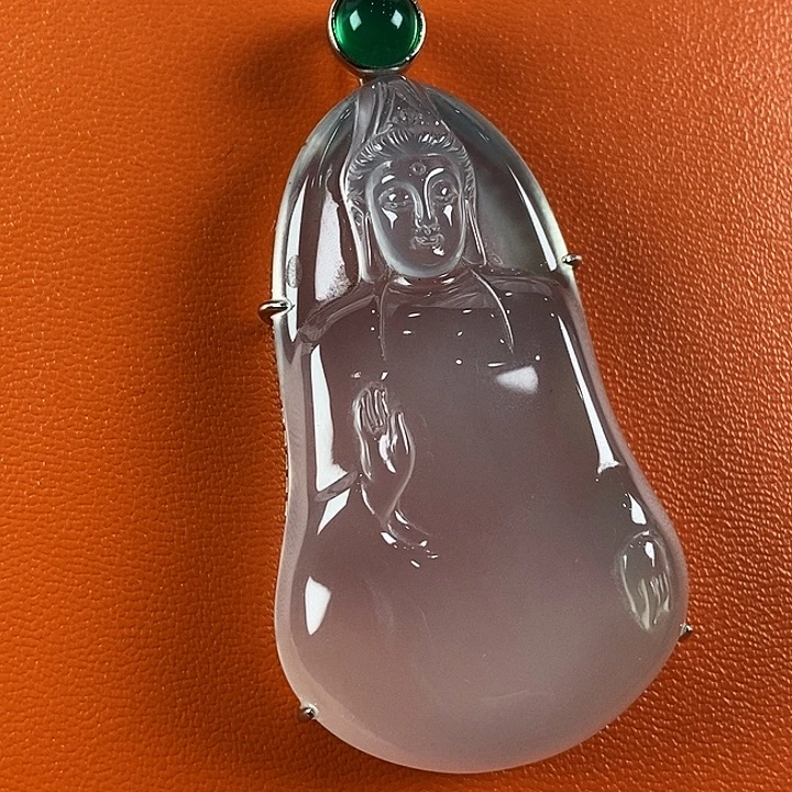 石英质玉银S925镀金镶嵌颈饰