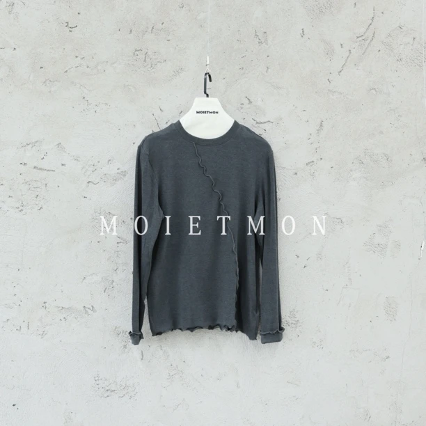 Moi et mon秋季新款小众设计师时尚曲线纯色打底舒适百搭曲线打底