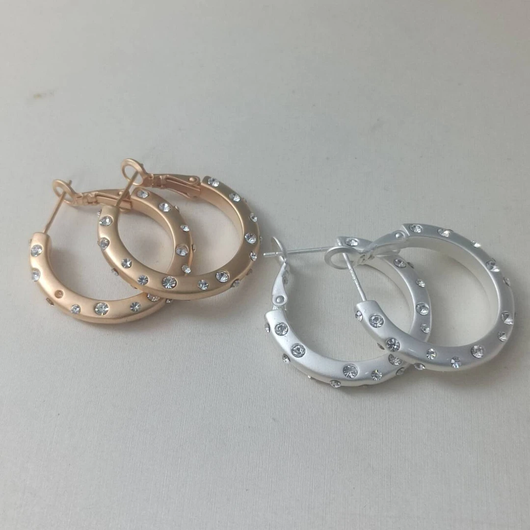 铜合金耳饰 《货号8553》百搭磨砂满天星耳圈耳环