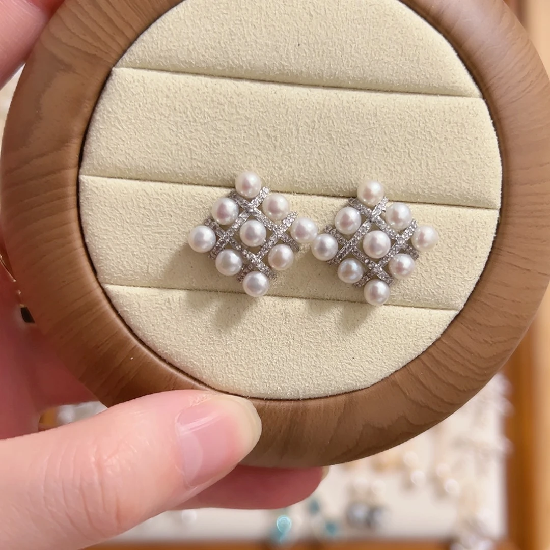 原创手作银S925镶嵌淡水珍珠