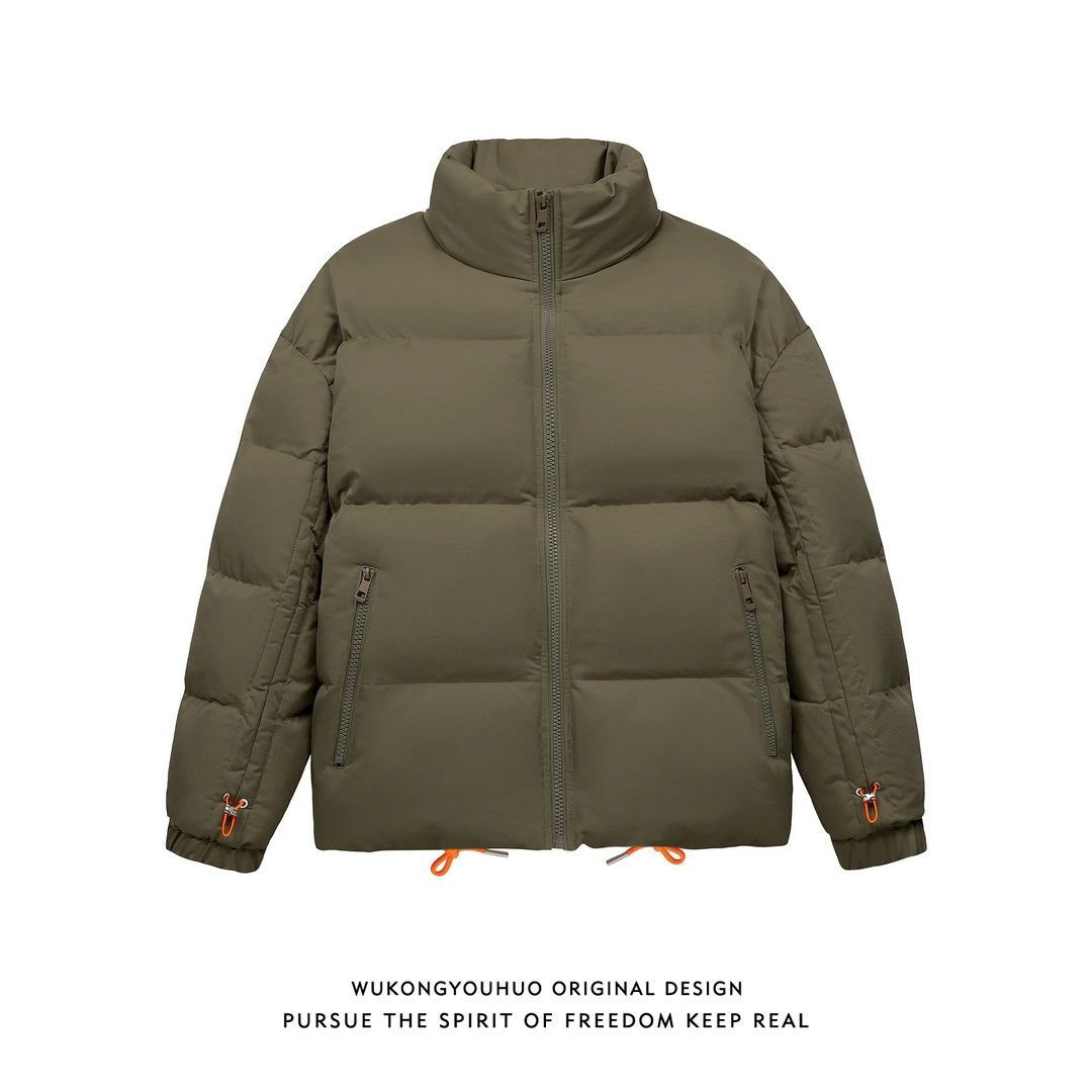 悟空有货冬季潮牌简约加厚立领面包服男复古情侣保暖百搭棉服外套