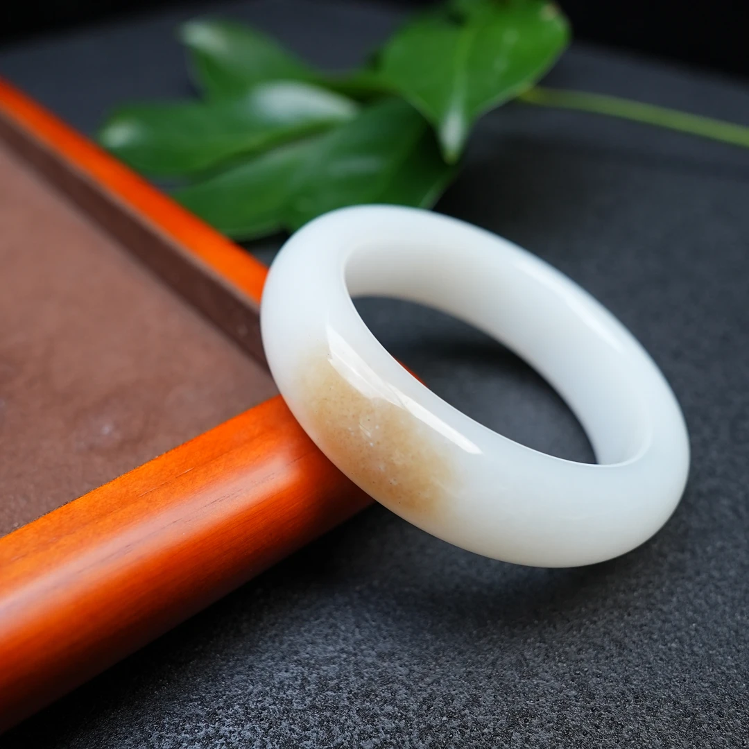 【新疆和田玉赖哥】纯天然 新疆和田玉手镯金山料糖白玉手镯 一口糖