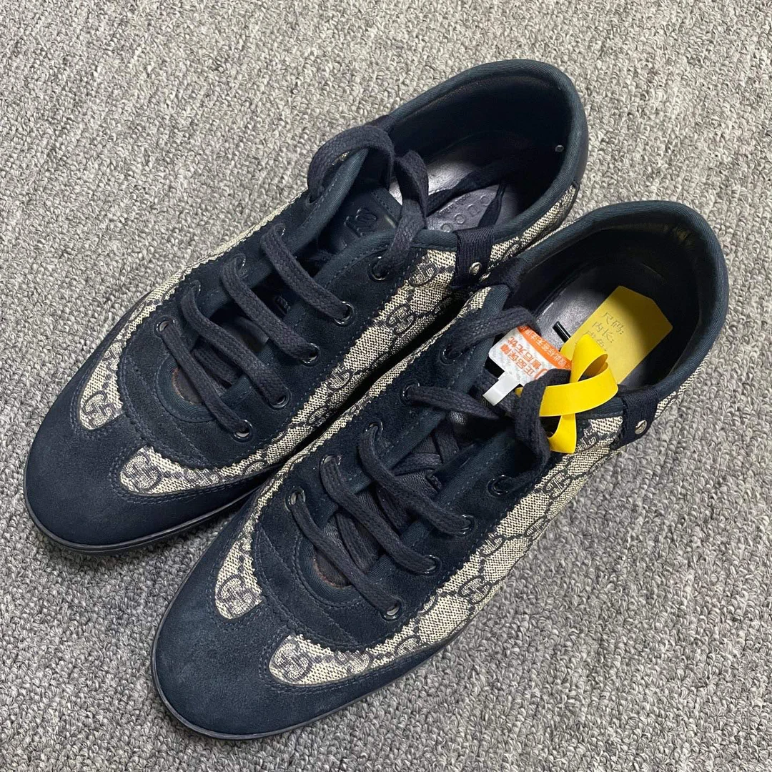 95新 GUCCI/古驰 圆头系带德训鞋低帮板鞋 37.5码/12990