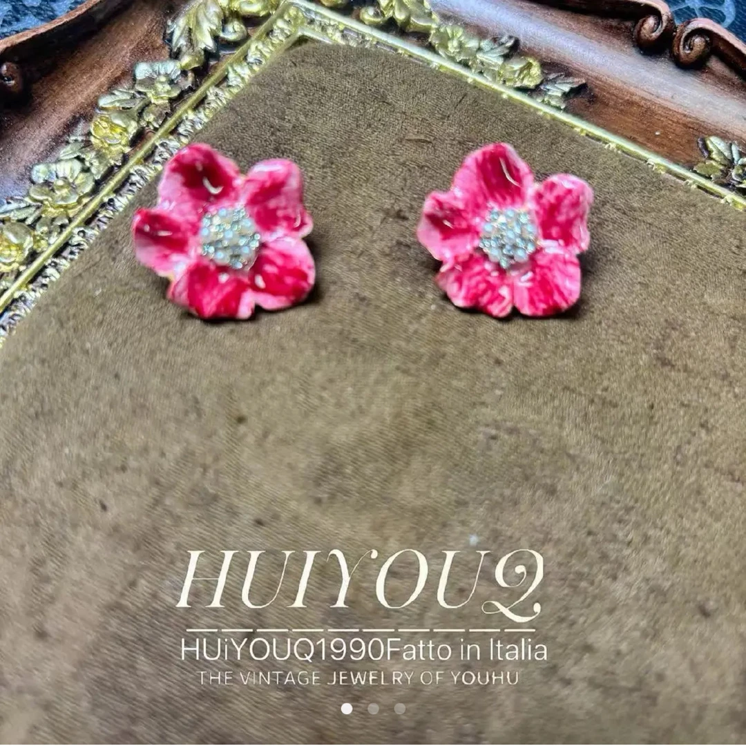 铜合金合成锆石耳饰 【喇叭花】耳钉278