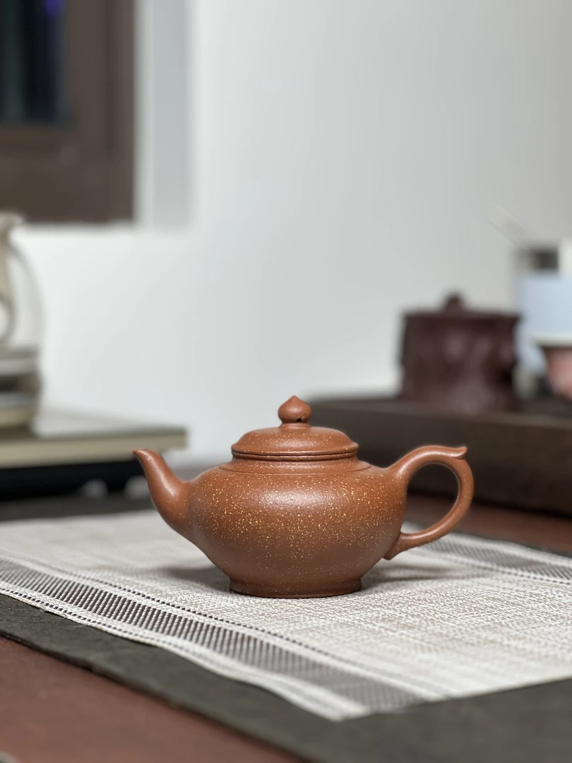 原矿16目粗砂红降坡泥笑樱壶250毫升半手工宜兴茶具套装紫砂壶158