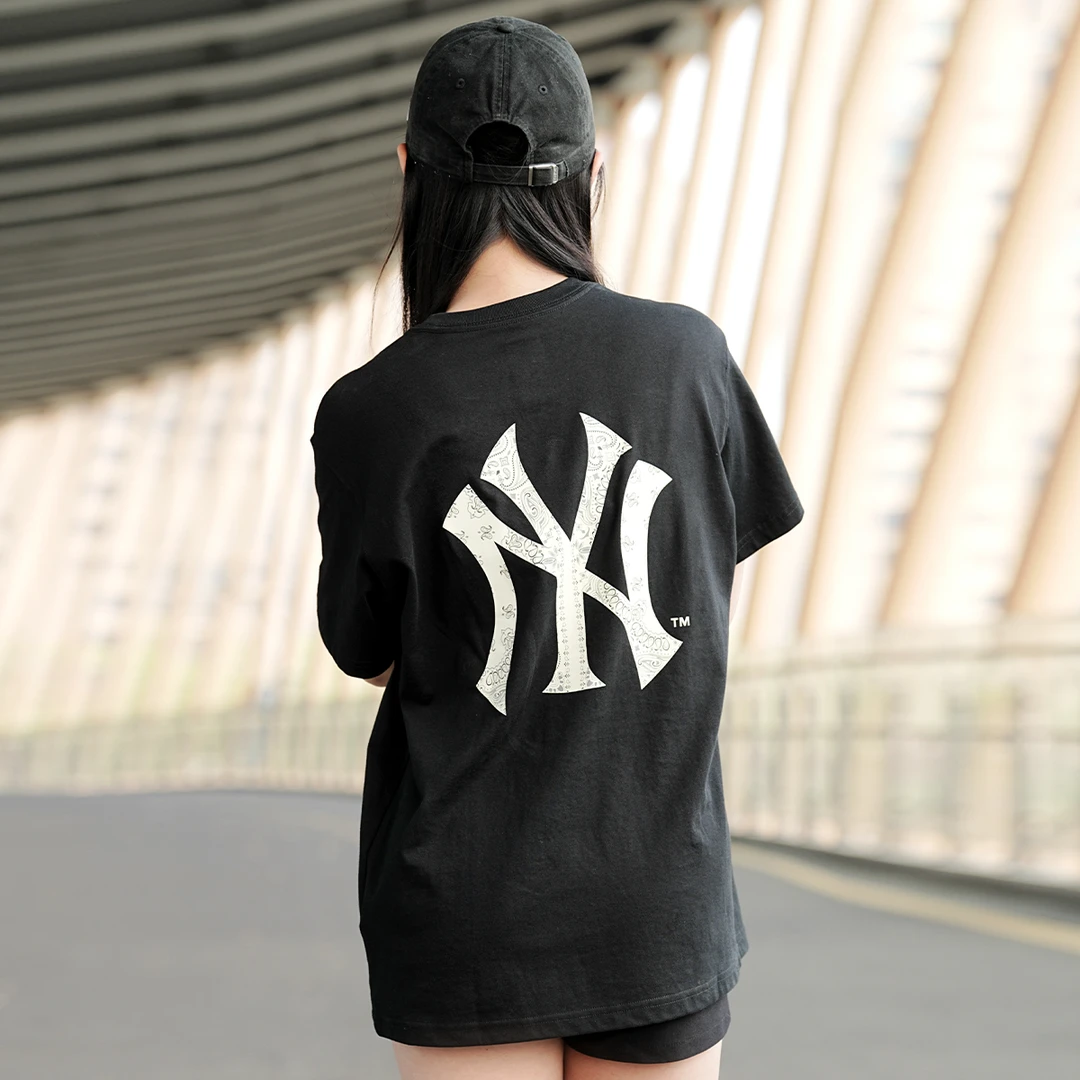 New Era x MLB Logo印花圆领腰果花运动短袖T恤 男女同款