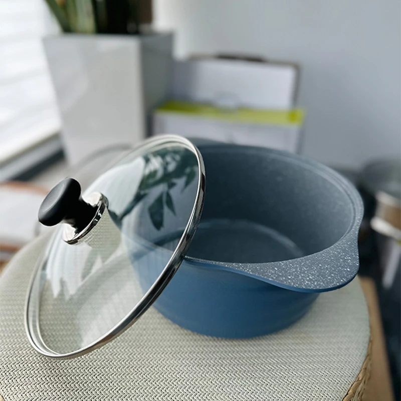 韩国进口麦饭石陶瓷汤锅24cm不粘汤锅多用炖煮锅好清洗