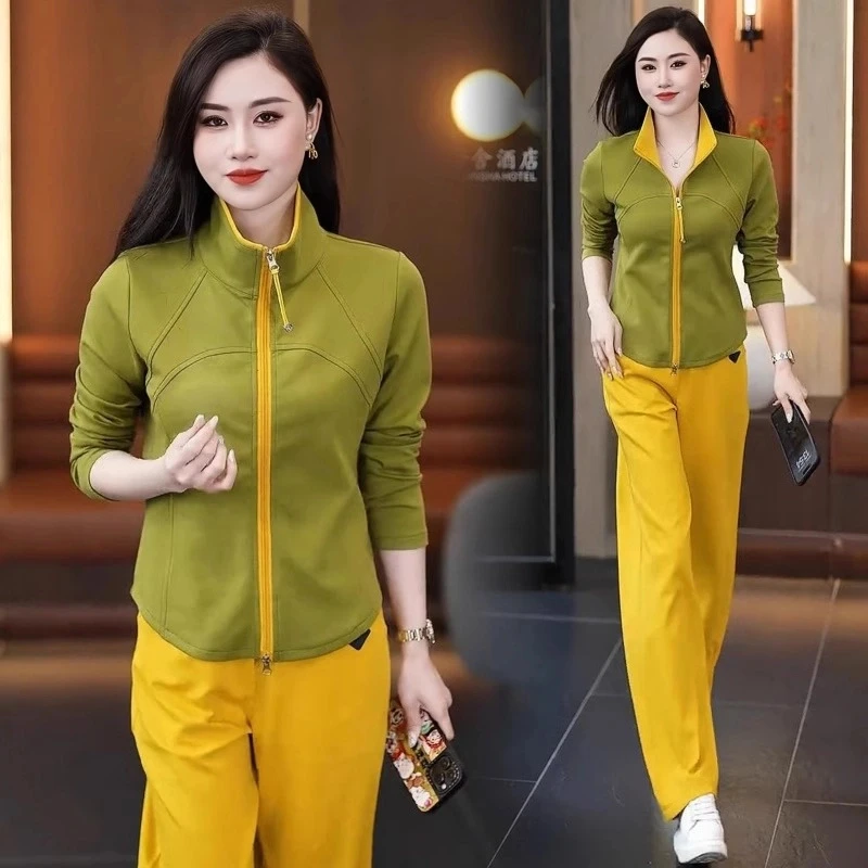 慵懒风时尚长袖套装女春秋穿搭一整套新款立领宽松卫衣洋气两件套