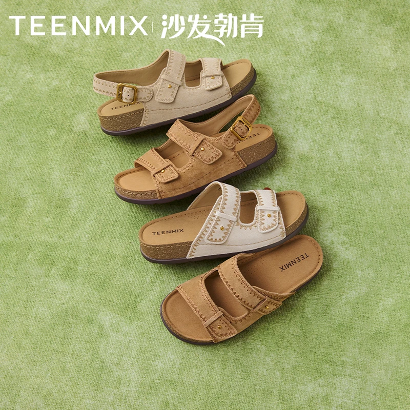 【沙发勃肯】天美意25夏新款罗马假日风平底休闲女勃肯鞋CGL01BL5