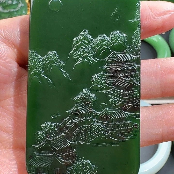 和田玉（碧玉）未镶嵌挂件俄罗斯碧玉七号矿