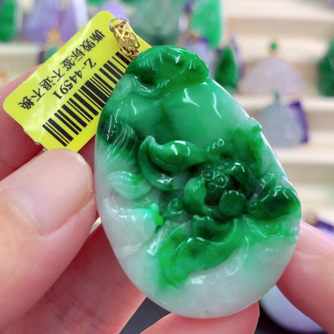 翡翠18K金镶嵌吊坠(不含链)