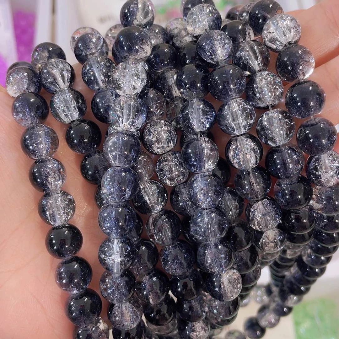 琉璃非金属珠珠珠黑白爆花卡10的50颗