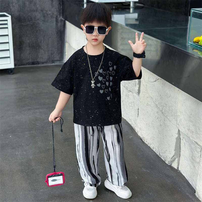 男童夏装套装2025儿童夏季新款短袖中小童薄款帅气童装男孩两件套