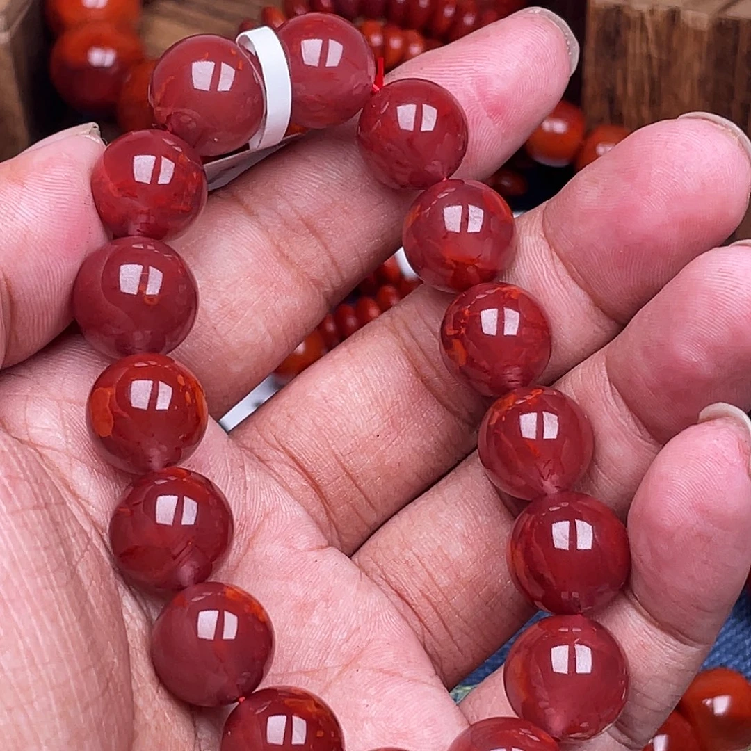 南红玛瑙未镶嵌手链南红瓦西卡13玫红