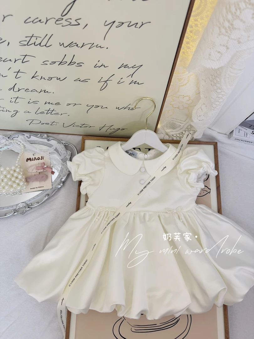 2025新款女宝周岁礼服公主裙洋气时髦儿童裙子女童花苞连衣裙夏季