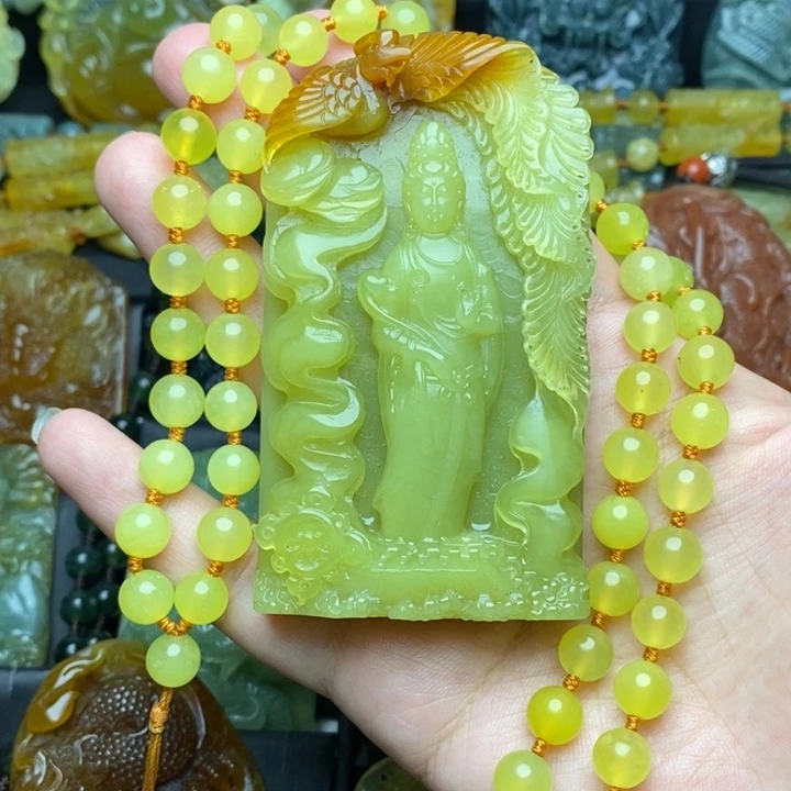 仰***风蛇纹石玉未镶嵌颈饰