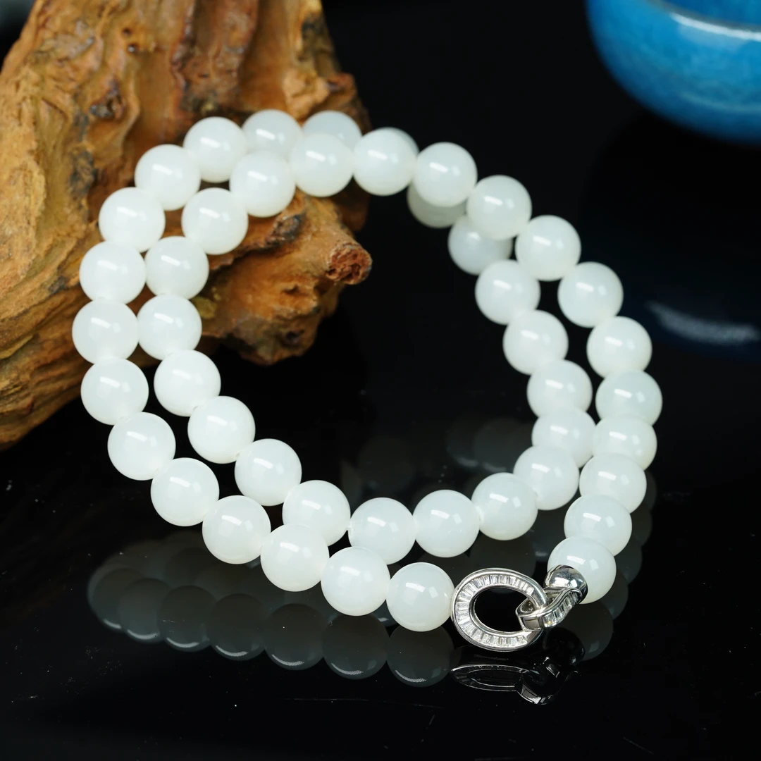 【小北好物】和田玉圆珠项链尺寸约9mm+【多样性发一件】QH54X411