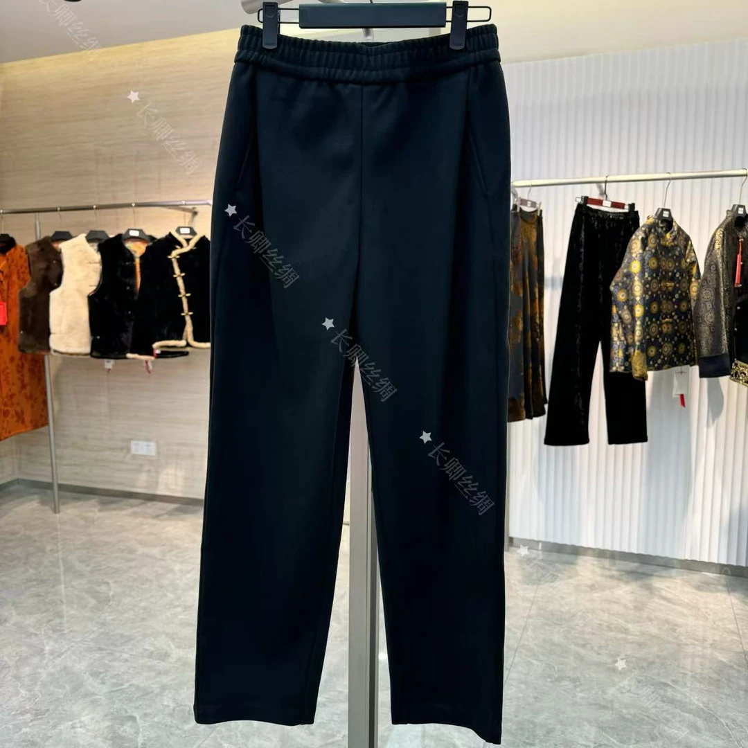 【长安】中式女装 时尚休闲宽松加绒加厚显瘦松紧腰毛呢哈伦裤女FY4