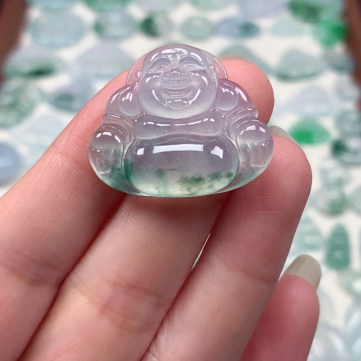 翡翠未镶嵌颈饰冰种飘花佛公