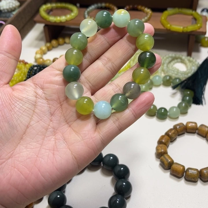 蛇纹石玉未镶嵌手链卡14