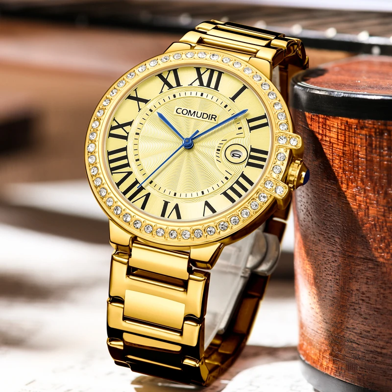 全自动经典简百搭气质约时尚潮流商务防水腕表—镶钻款蓝气球