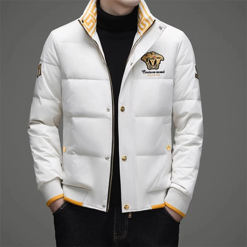 羽绒服男士青年百搭2025冬季新款商务纯色立领时尚加厚保暖外套潮