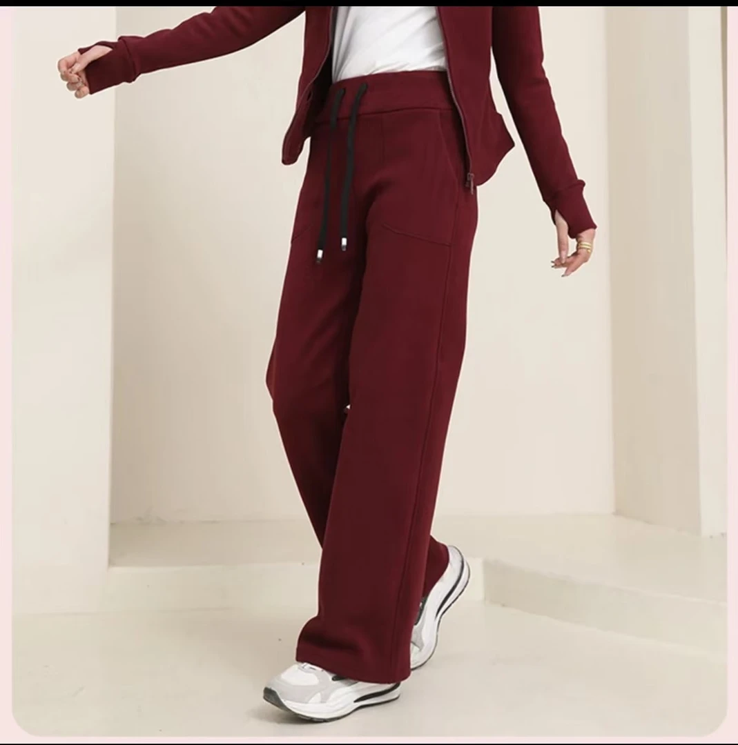 2025新款!lu家同款慕斯绒高腰运动阔腿裤 气质斩男 休闲百搭Y3088