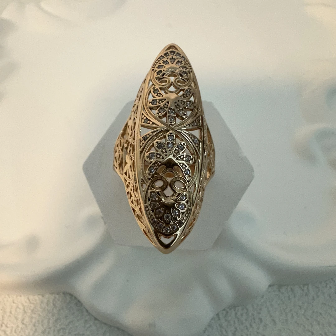 铜合金锆石戒指 新款腰花带戒指