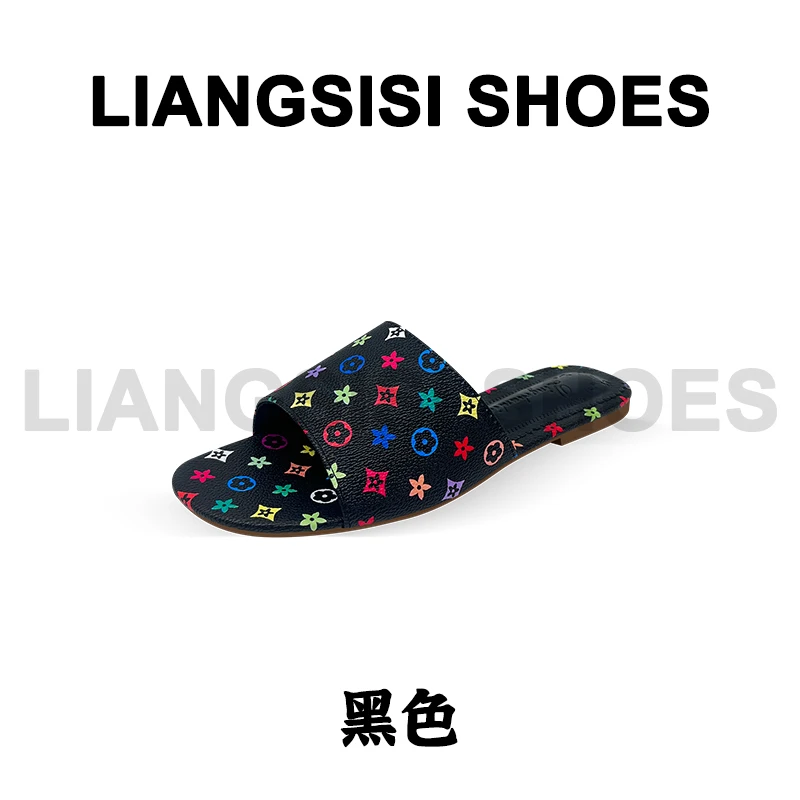 p梁思思SHOES2025夏季新款休闲个性潮流图案一字拖-HT707