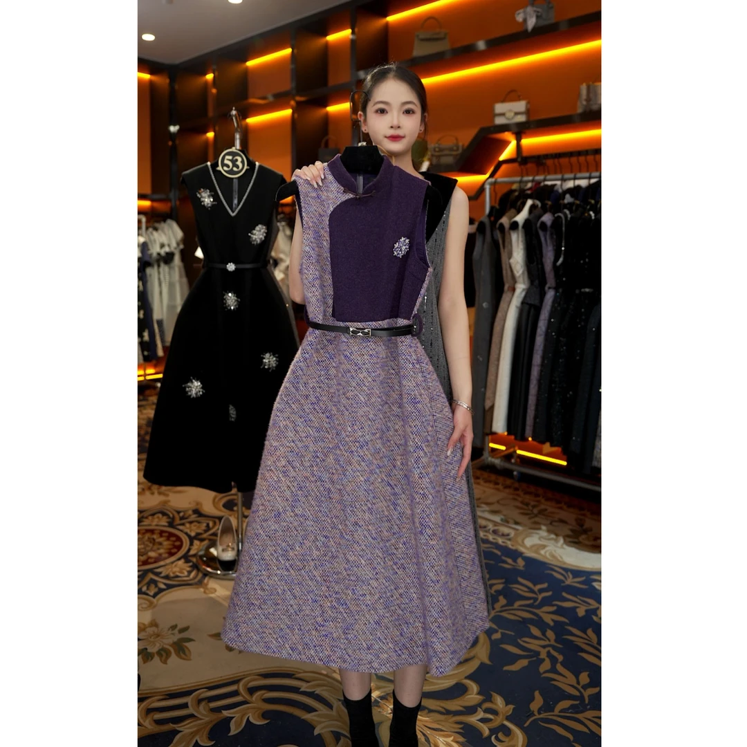 【宠粉价】小香风轻奢复古减龄气质无袖设计连衣裙NH-WX384