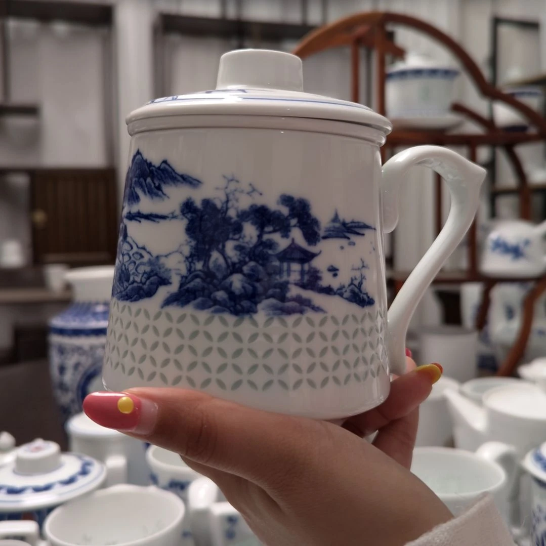 陶瓷江南韵茶漏杯三件套一套