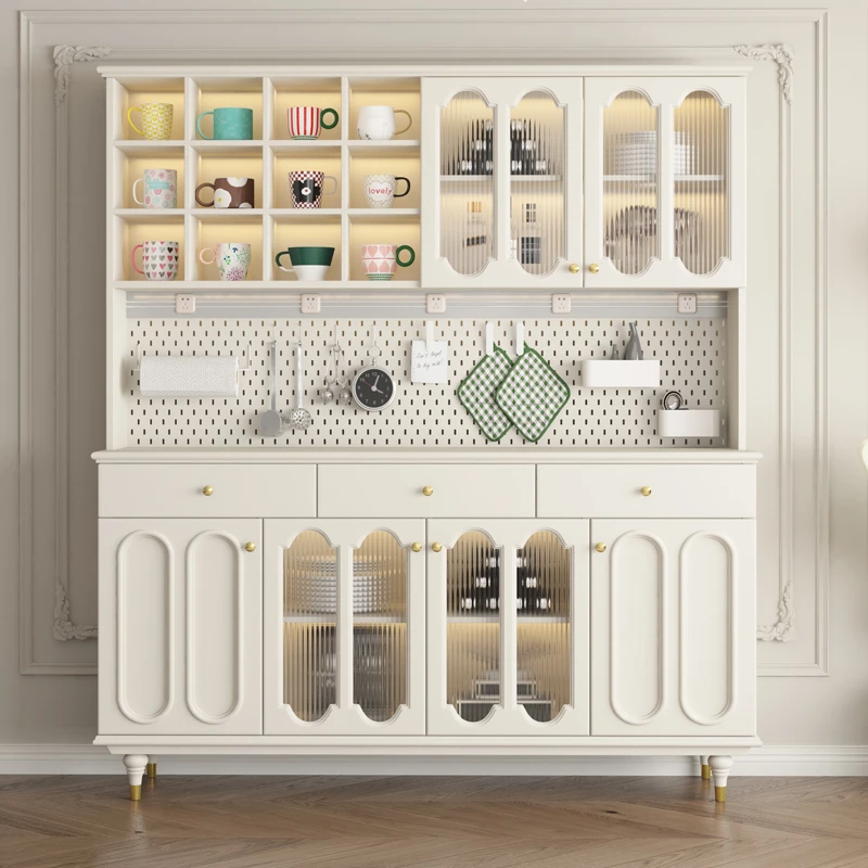 实木餐边柜轻奢法式一体靠墙高柜厨房储物柜橱柜客厅茶水柜酒柜