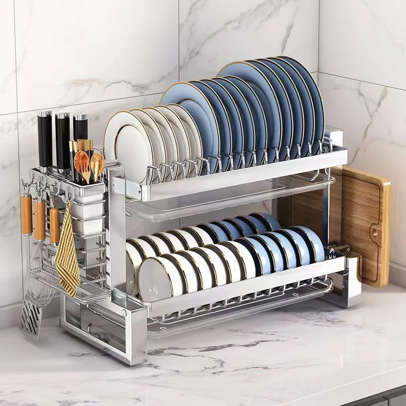 厨婉不锈钢收纳架沥水碗架厨房置物架多功能碗盘放碗碟子盘子碗架