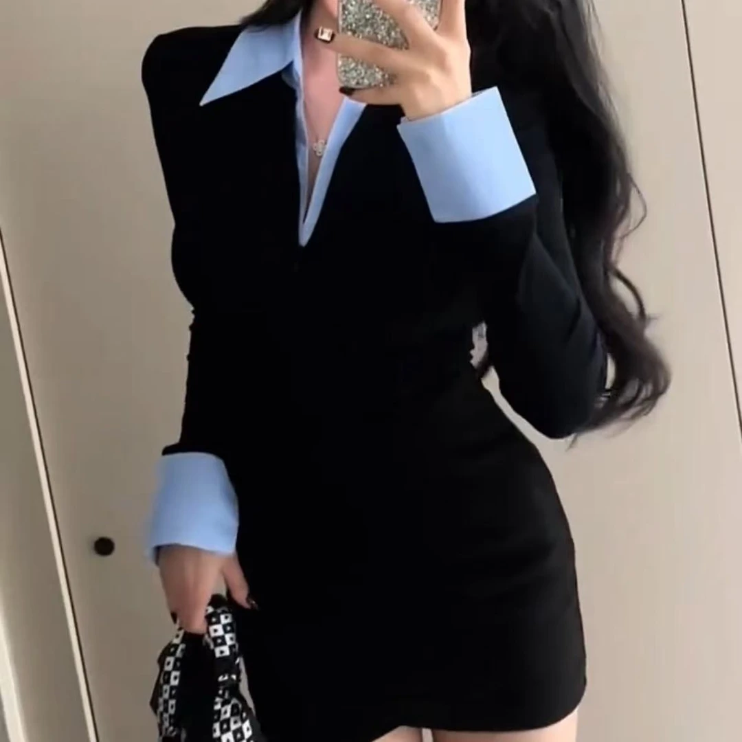 2025春季新款时尚显瘦气质女士网红洋气假两件衬衫百搭款D7135