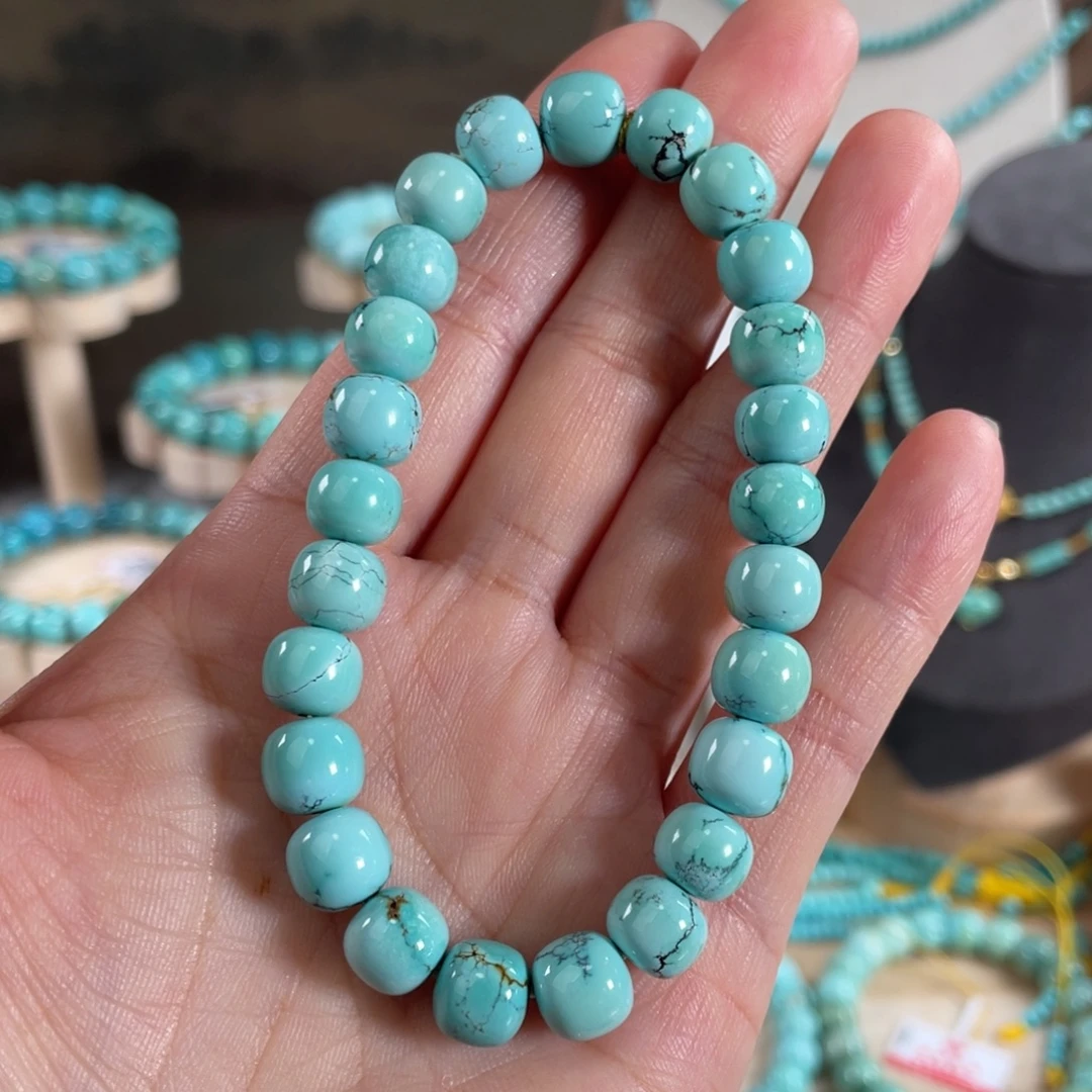 绿松石未镶嵌套链8+精品老型手串