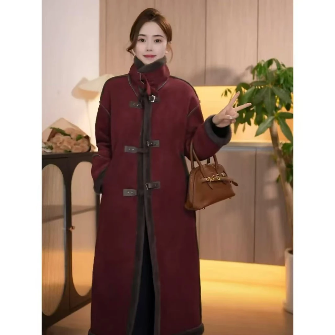 Lz2024冬季保暖加厚外套网红新款皮毛一体长款气质8045/AJ