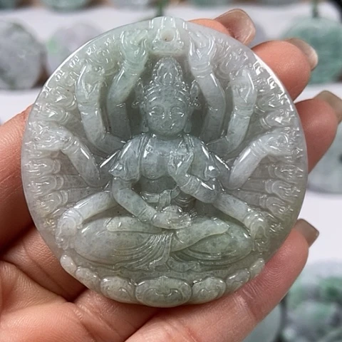 翡翠颈饰未镶嵌千手观音福利
