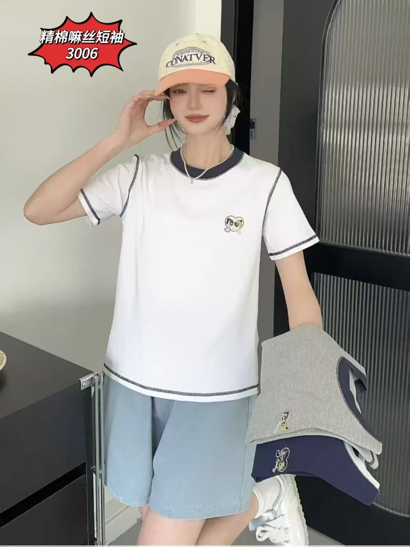 奇奇蒂蒂刺绣设计感袖子T恤