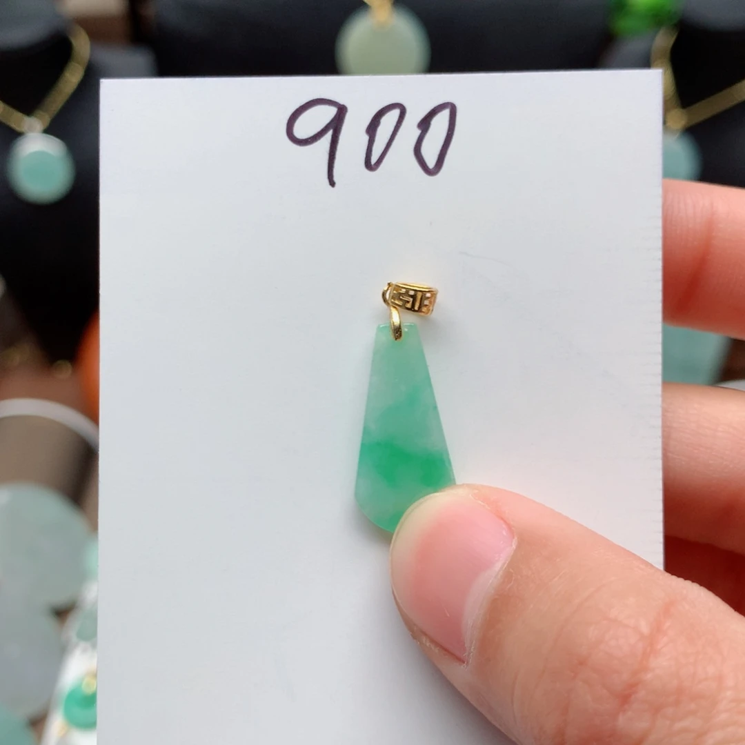 翡翠颈饰银S925镀金镶嵌吊坠