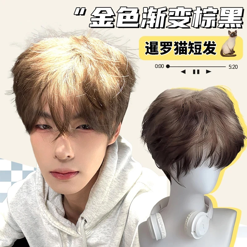 【李佳旭专属】假发暹罗猫帅气时尚潮流男亚裔风微分碎盖全头套