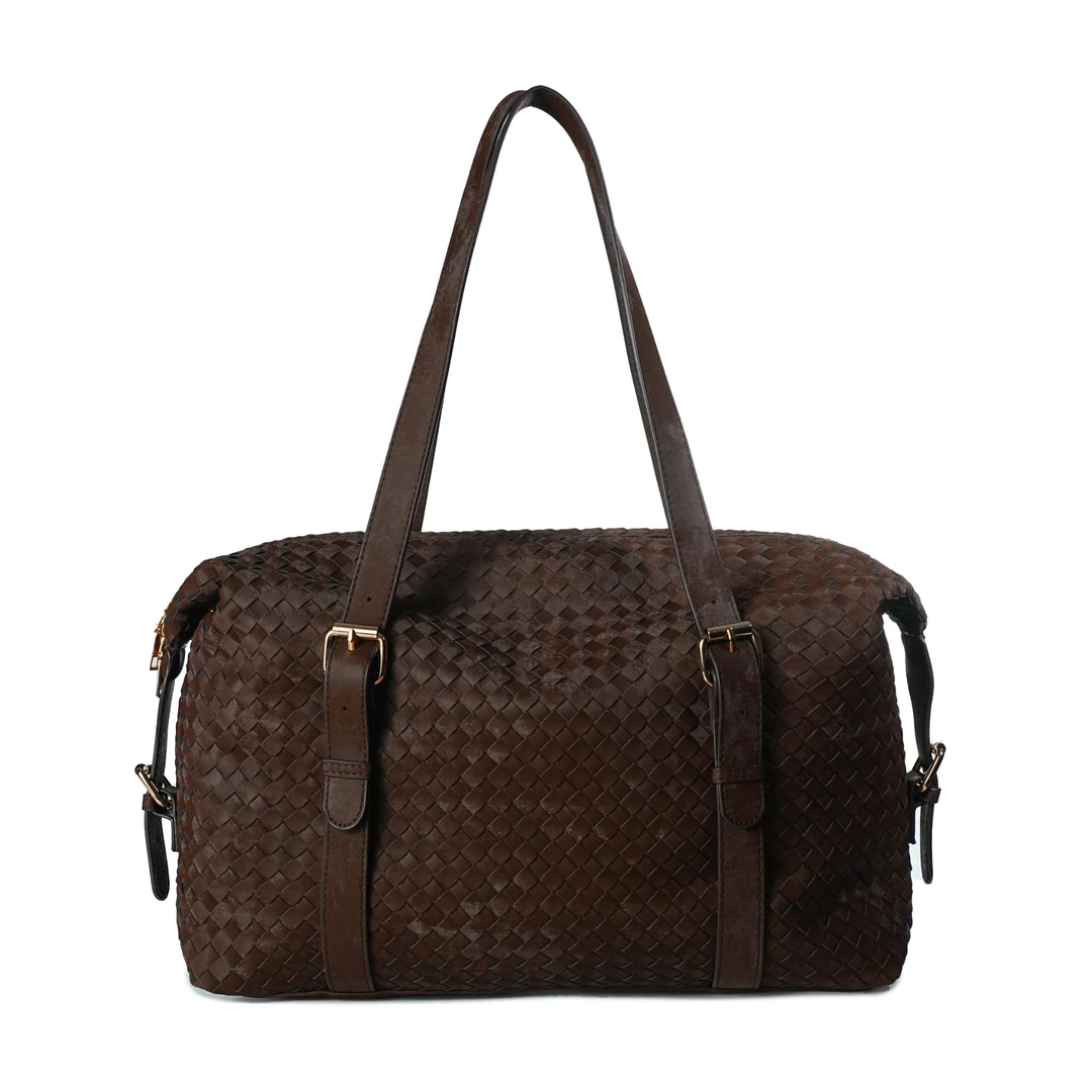 【包婆】2025年新款时尚潮流单肩斜挎包 9072-咖啡色 40*11*23cm