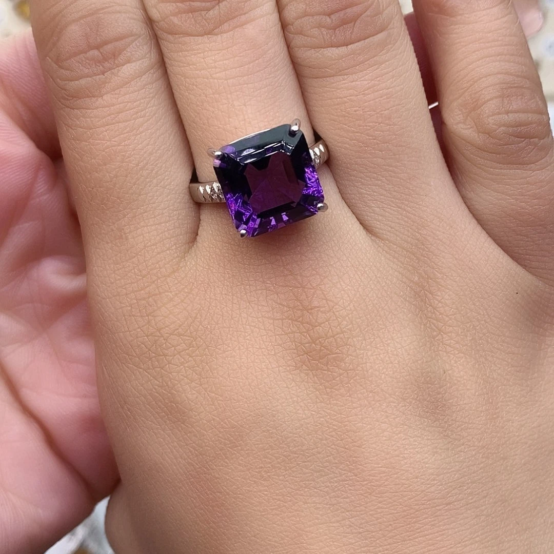 紫晶纯天然无优化紫水晶x银S925镶嵌子*